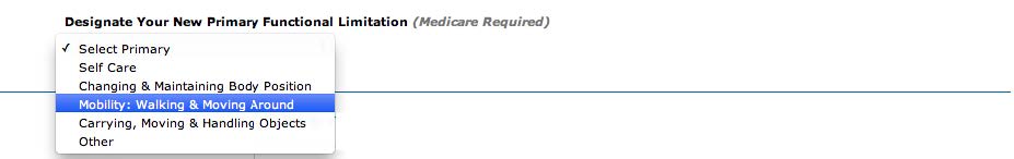Primary Functional Limitation